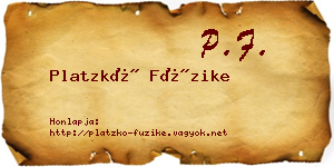 Platzkó Füzike névjegykártya